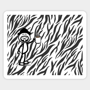 GG Coffee Guy Stick Figure Zebra Print Sticker